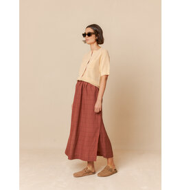 INDI AND COLD INDI AND COLD 25E JUPE LONGUE A CARREAUX CHOCOLAT