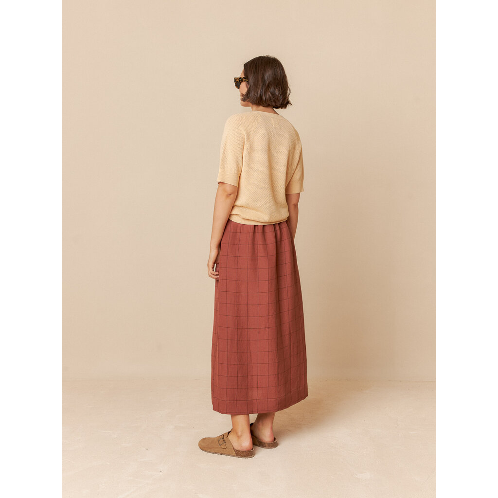 INDI AND COLD INDI AND COLD 25E JUPE LONGUE A CARREAUX CHOCOLAT