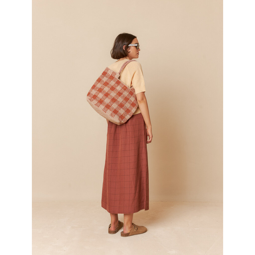 INDI AND COLD INDI AND COLD 25E JUPE LONGUE A CARREAUX CHOCOLAT