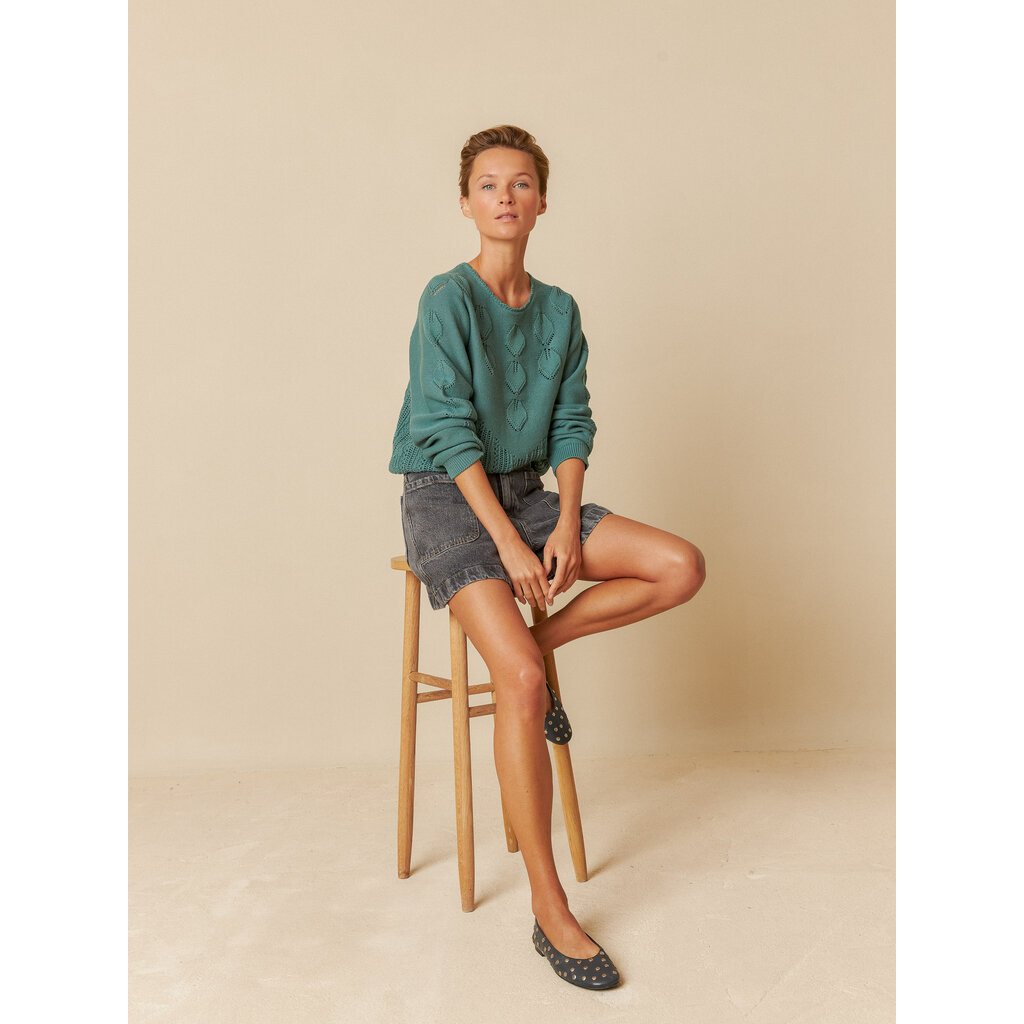 INDI AND COLD INDI AND COLD 25E PULL EFFET CROCHET EMERAUDE