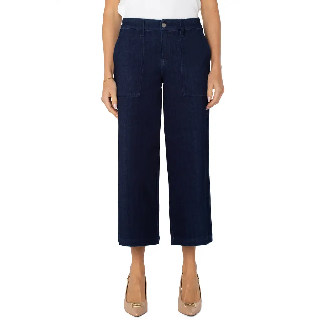 LIVERPOOL LIVERPOOL JEANS WIDE LEG W/ELASTIC BACK INDIGO RINSE