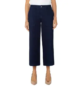 LIVERPOOL LIVERPOOL JEANS WIDE LEG W/ELASTIC BACK INDIGO RINSE