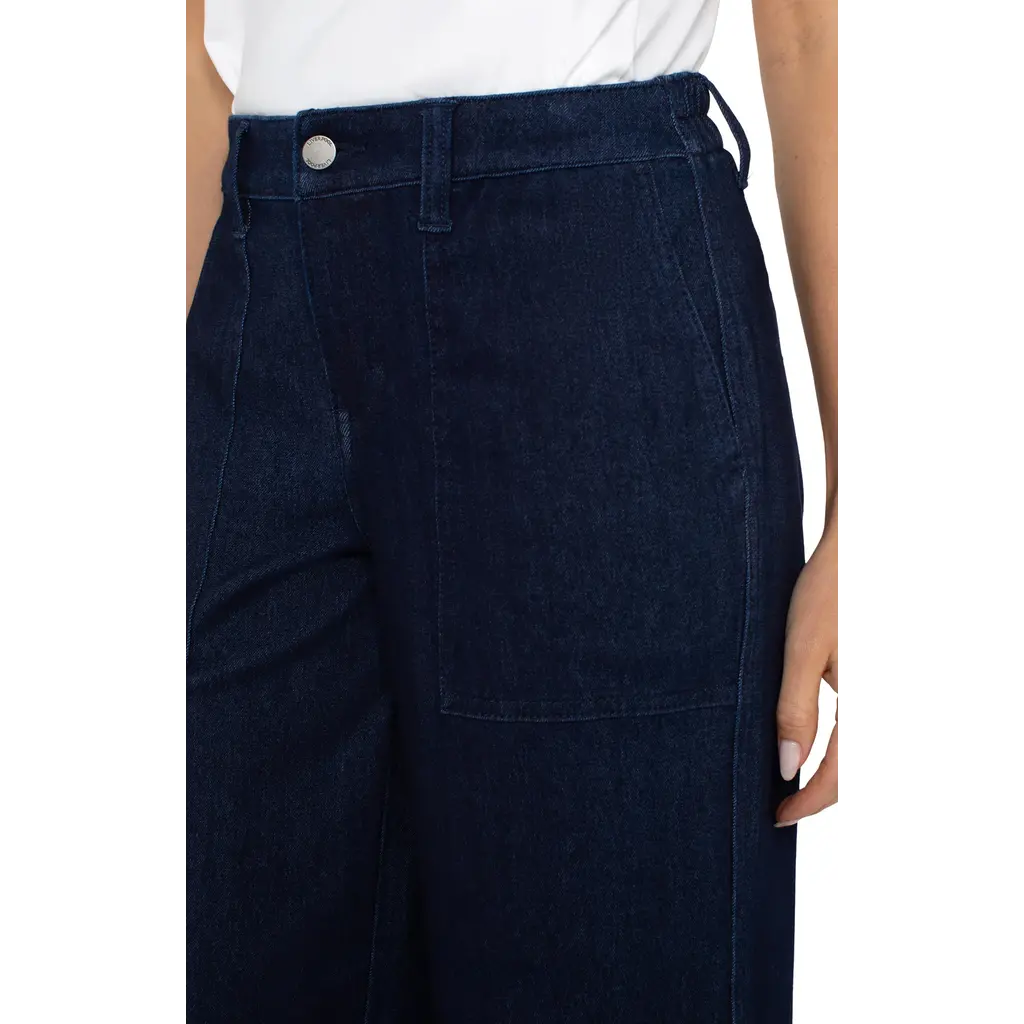 LIVERPOOL LIVERPOOL JEANS WIDE LEG W/ELASTIC BACK INDIGO RINSE