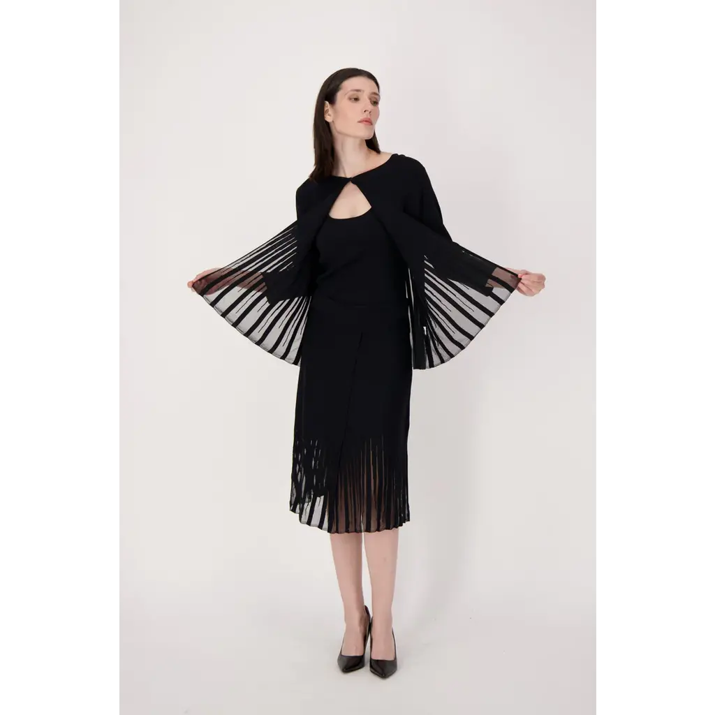 SPANNER SPANNER 25E JUPE PLISSAGE TRANSPARENT NOIR