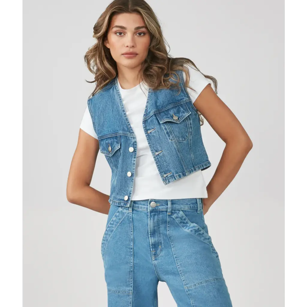 LOLA JEANS LOLA JEANS VESTE SANS MANCHE CARTER VINTAGE BLUE