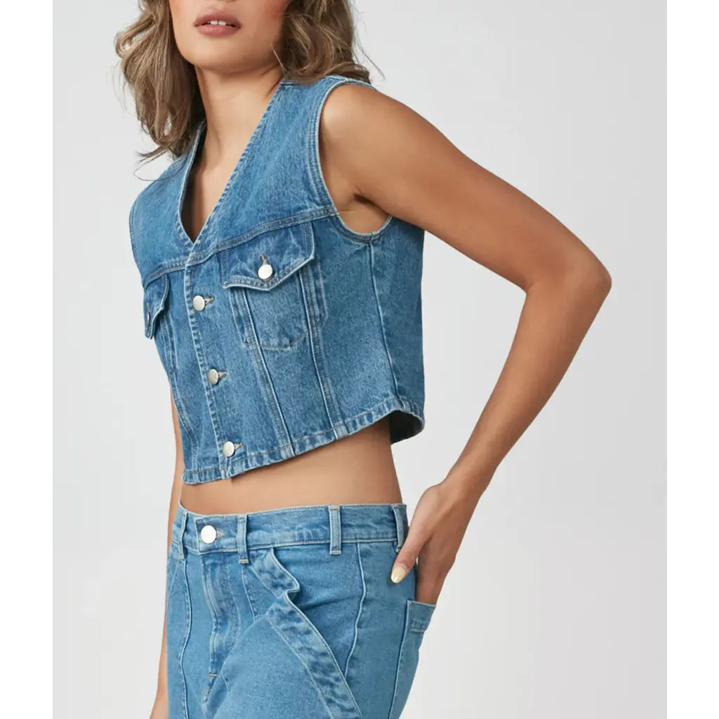 LOLA JEANS LOLA JEANS VESTE SANS MANCHE CARTER VINTAGE BLUE