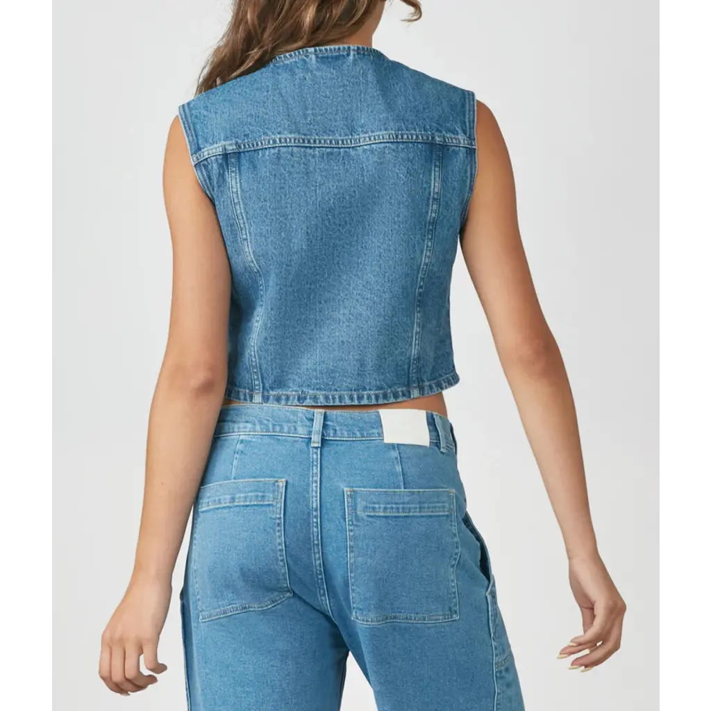 LOLA JEANS LOLA JEANS VESTE SANS MANCHE CARTER VINTAGE BLUE