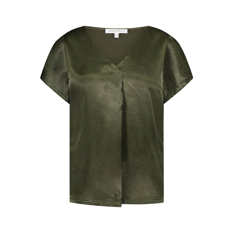 TRAMONTANA TRAMONTANA 25E CRINKLED SATIN TOP KAKHI