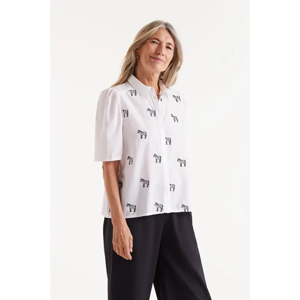COMPANIA FANTASTICA COMPANIA FANTASTICA 25E BLOUSE ZEBRE BLANC