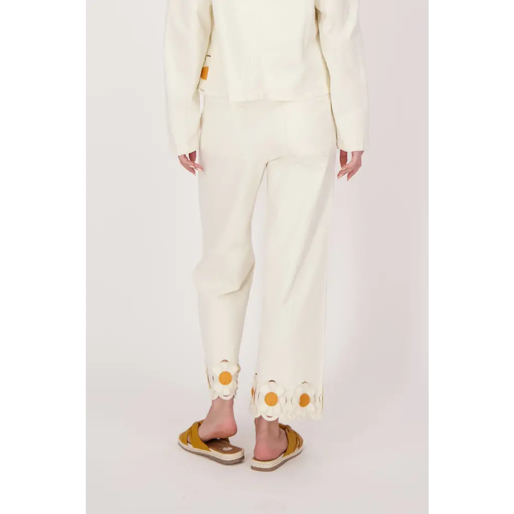 SPANNER GABBY ISABELLA 25E PANTALON FLEURS DANS BAS BEIGE