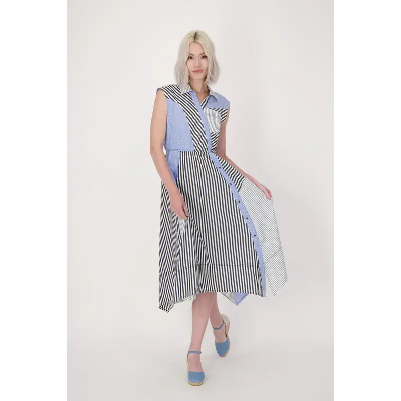 SPANNER GABBY ISABELLA 25E ROBE PATCHWORK RAYURES BLEU