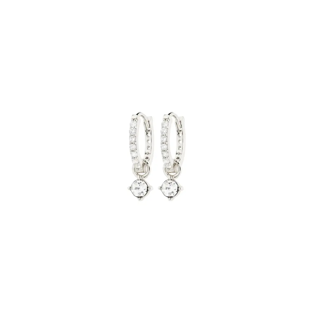 PILGRIM PILGRIM JOA RECYCLED CRYSTAL HOOP EARRINGS SILVER PLATED