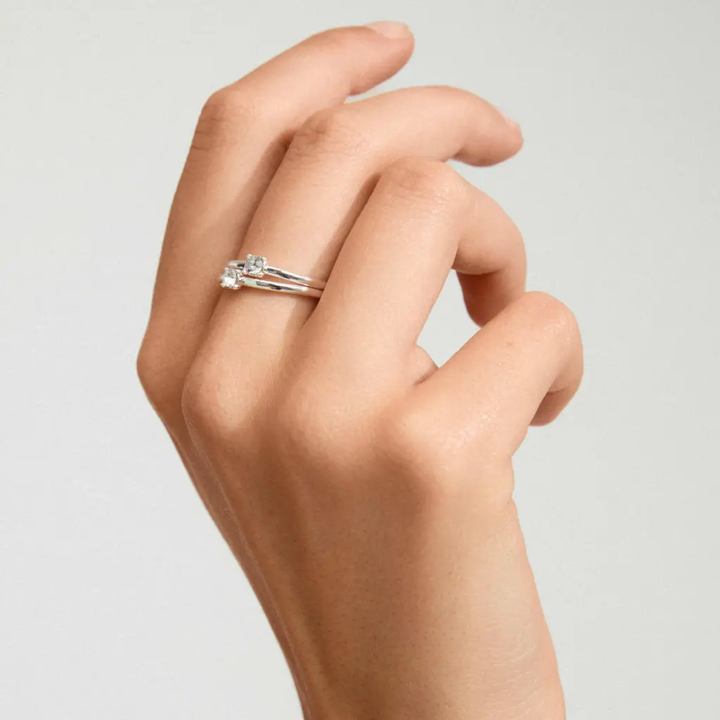 PILGRIM PILGRIM SKY RECYCLED RINGS 2 IN A SET SILVER PLATED