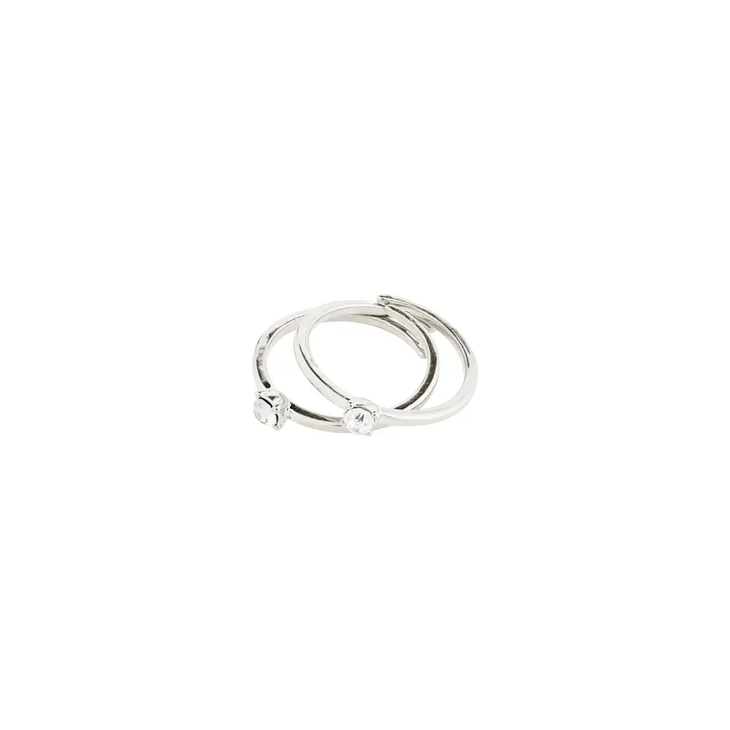 PILGRIM PILGRIM SKY RECYCLED RINGS 2 IN A SET SILVER PLATED