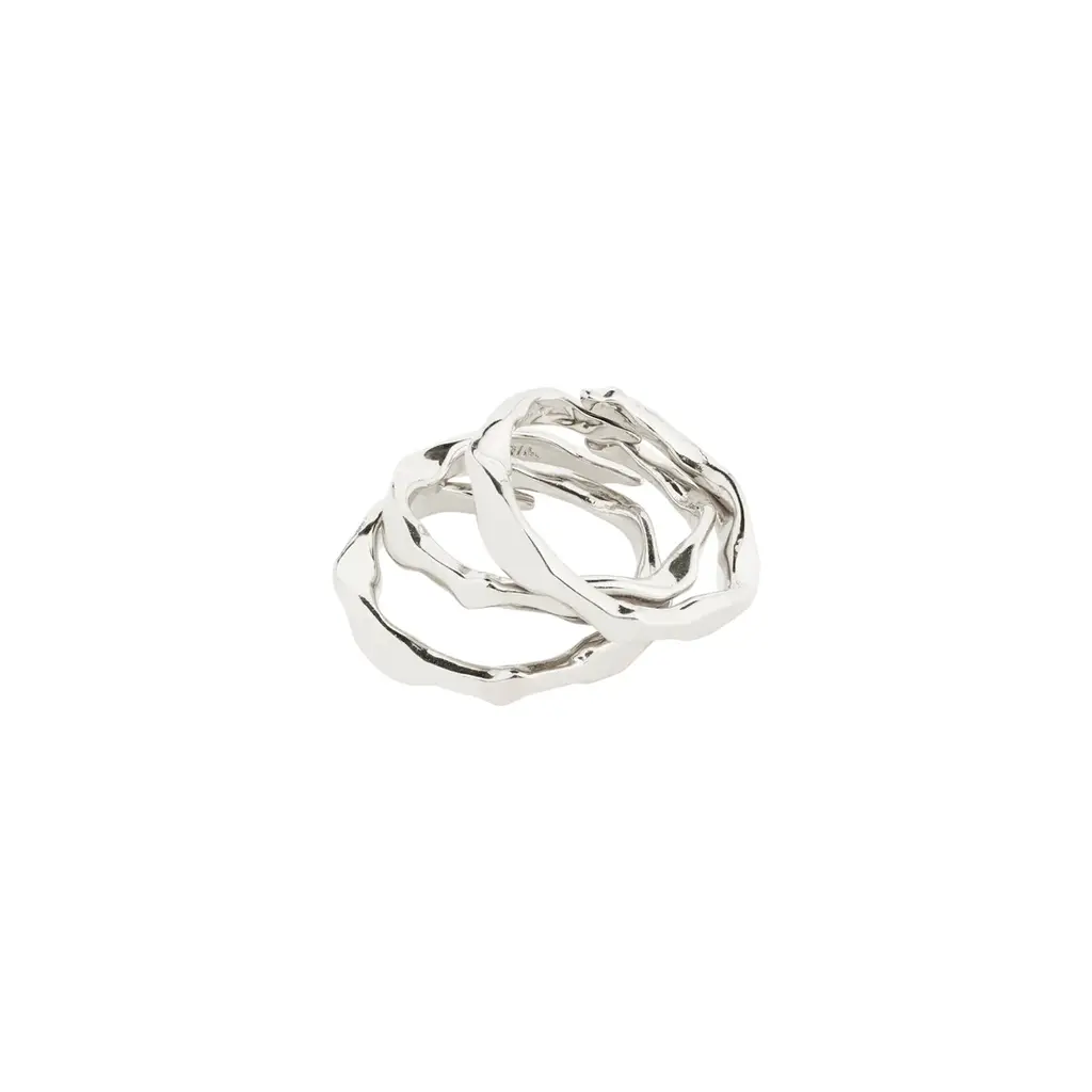 PILGRIM PILGRIM WYATT  RINGS 3 IN A SET SILVER PLATED