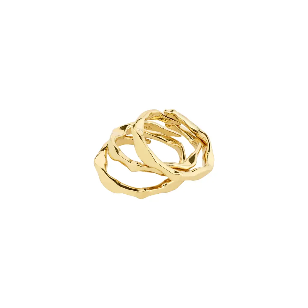 PILGRIM PILGRIM WYATT  RINGS 3 IN A SET GOLD PLATED