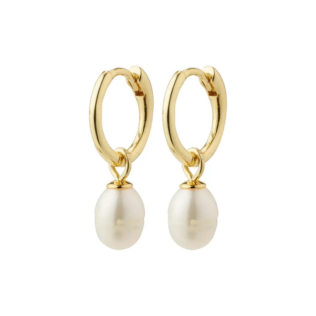 PILGRIM PILGRIM 612332003 BERTHE PEARL HOOP EARRINGS GOLD PLATED
