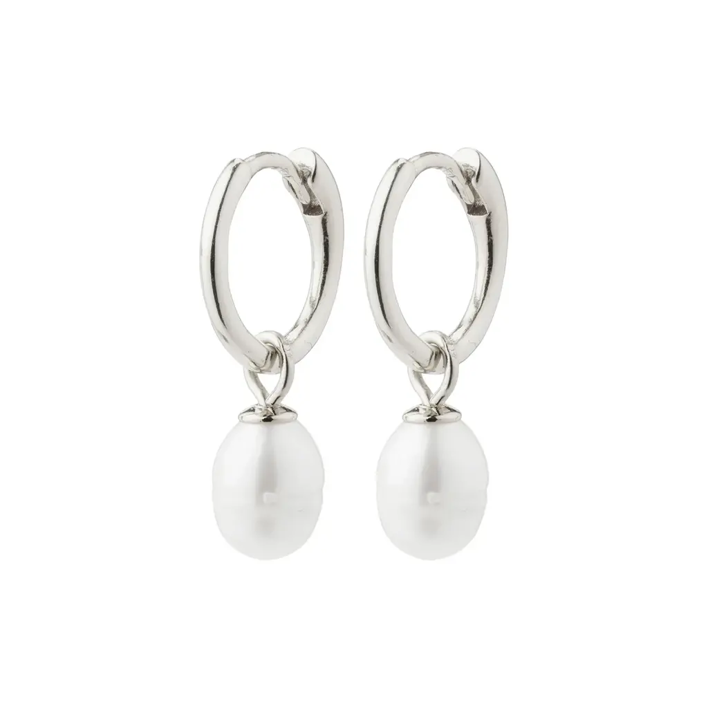 PILGRIM PILGRIM 612336003 BERTHE PEARL HOOP EARRINGS SILVER PLATED