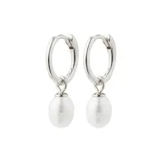PILGRIM PILGRIM 612336003 BERTHE PEARL HOOP EARRINGS SILVER PLATED