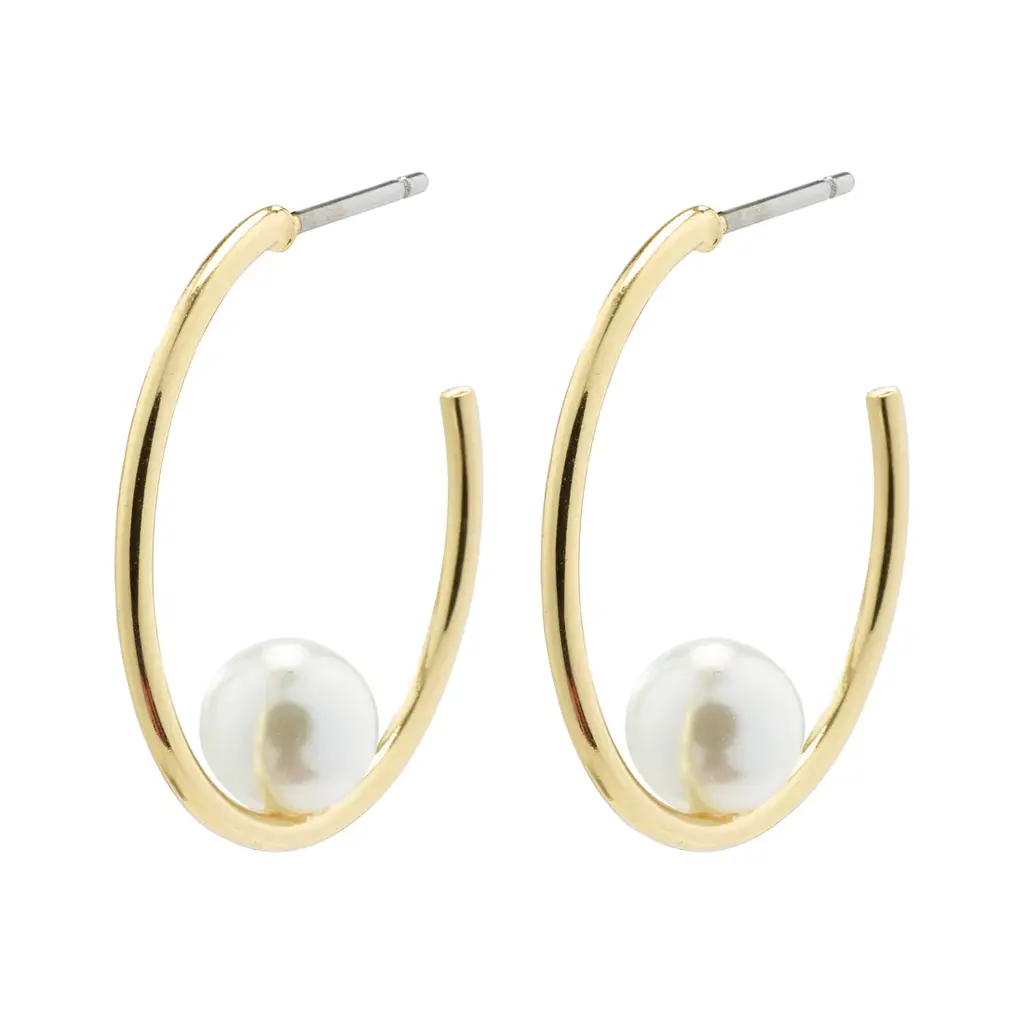 PILGRIM PILGRIM 692212013 ELINE PEARL HOOP EARRINGS GOLD PLATED