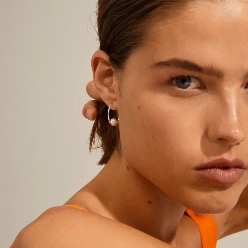 PILGRIM PILGRIM 692216013 ELINE PEARL HOOP EARRINGS SILVER PLATED