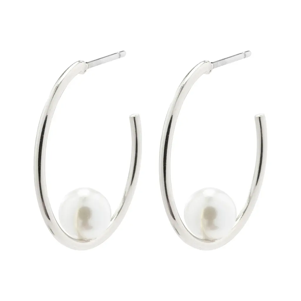PILGRIM PILGRIM 692216013 ELINE PEARL HOOP EARRINGS SILVER PLATED
