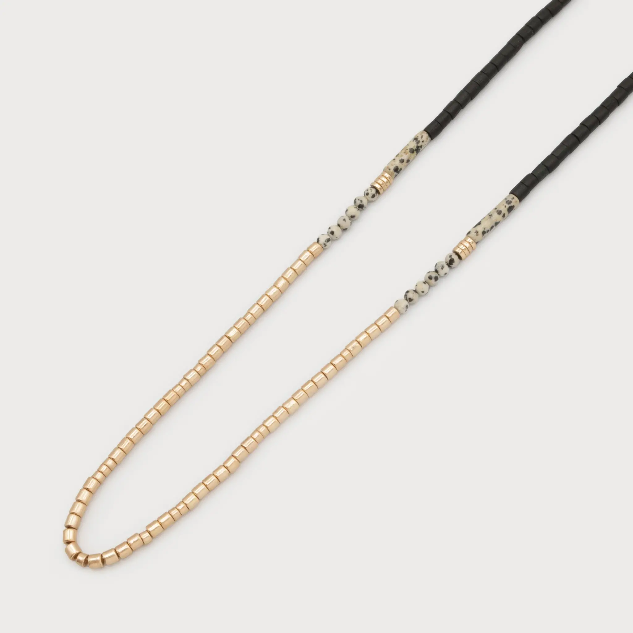 CARACOL COLLIER SEMI LONG METAL, PIERRES, BOIS 1624 DUO G