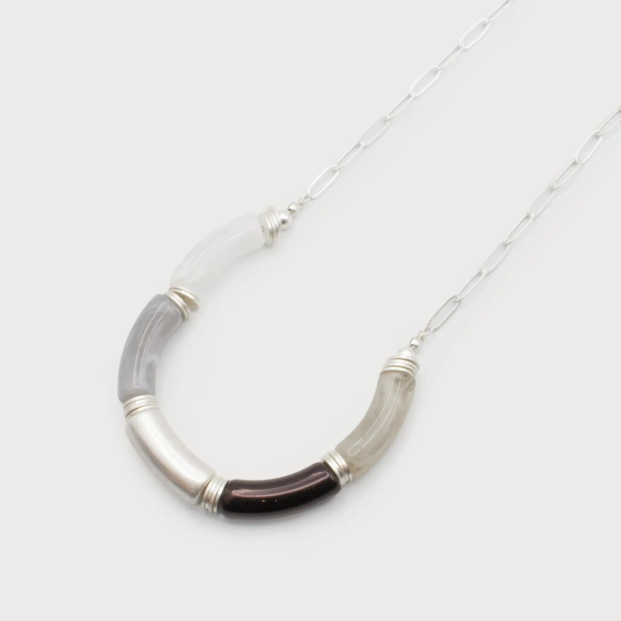 CARACOL COLLIER AJUSTABLE CHAINE PIECE RESINE ET METAL 1639 GRY S