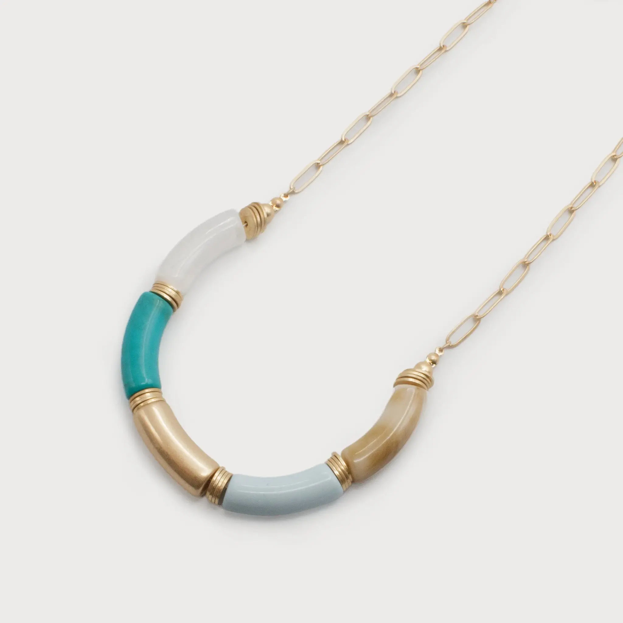 CARACOL COLLIER AJUSTABLE CHAINE PIECE RESINE ET METAL 1639 TRQ G
