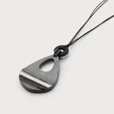 CARACOL CARACOL COLLIER PENDENTIF GOUTTE BOIS SUR CORDE 1714 BLK