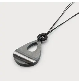 CARACOL CARACOL COLLIER PENDENTIF GOUTTE BOIS SUR CORDE 1714 BLK