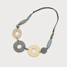 CARACOL CARACOL COLLIER AJUSTABLE PIECES BOIS ET RAFIA 1725 NAT