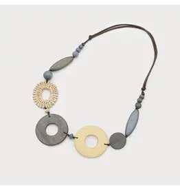 CARACOL CARACOL COLLIER AJUSTABLE PIECES BOIS ET RAFIA 1725 NAT