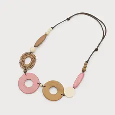 CARACOL CARACOL COLLIER AJUSTABLE PIECES BOIS ET RAFIA 1725 TAN