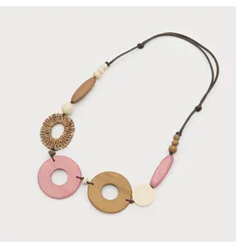 CARACOL CARACOL COLLIER AJUSTABLE PIECES BOIS ET RAFIA 1725 TAN