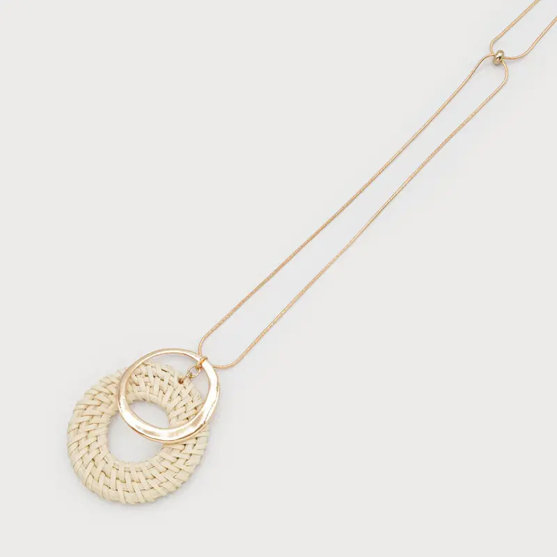 CARACOL CARACOL PENDENTIF RAFIA METAL SUR CHAINE 1741 NAT