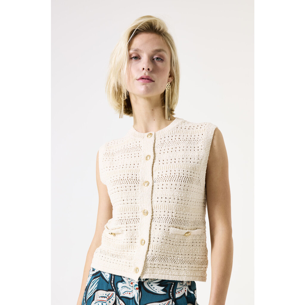 GARCIA GARCIA 25H CARDIGAN S MANCHES BOUTONS DORES WHITECAP