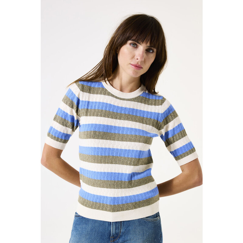 GARCIA GARCIA 25H HAUT TRICOT M COURTES RAYURES WHITECAP