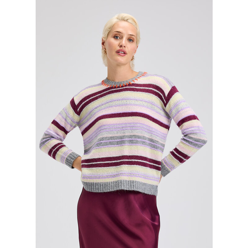 ZAK AND PLOVER 25H MOHAIR STRIPE SWEATER CLOUD MULTI