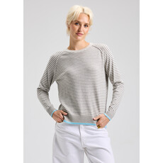 ZAK AND PLOVER 25H STRIPE CREW SWEATER LIGHT MARL