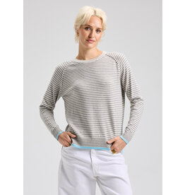 ZAK AND PLOVER 25H STRIPE CREW SWEATER LIGHT MARL