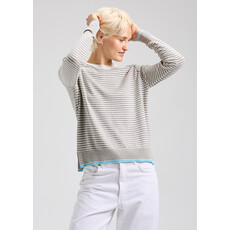ZAK AND PLOVER 25H STRIPE CREW SWEATER LIGHT MARL