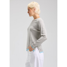 ZAK AND PLOVER 25H STRIPE CREW SWEATER LIGHT MARL