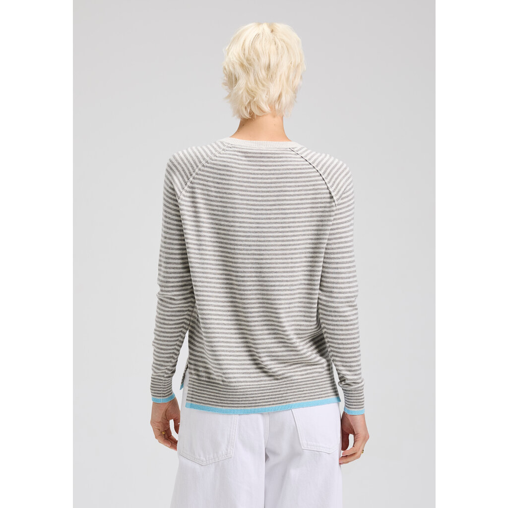 ZAK AND PLOVER 25H STRIPE CREW SWEATER LIGHT MARL