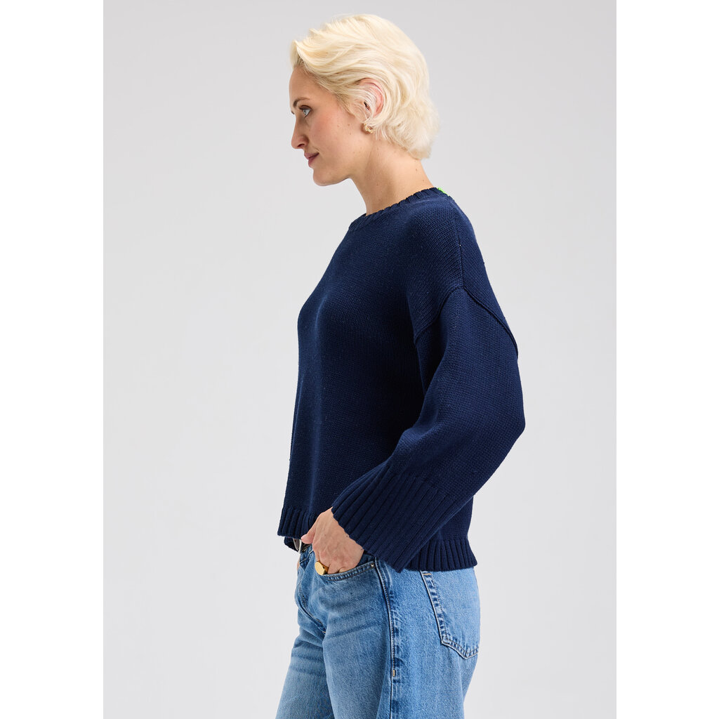 ZAKET AND PLOVER ZAKET AND PLOVER 25H WIDE SLEEVE CREW SWEATER NAVY