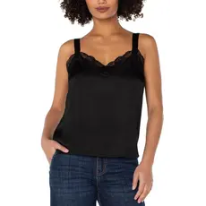 LIVERPOOL LIVERPOOL 25H TANK CAMI W/LACE TRIM BLACK
