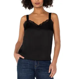 LIVERPOOL LIVERPOOL 25H TANK CAMI W/LACE TRIM BLACK