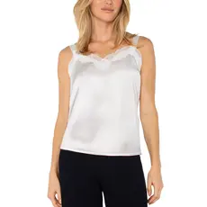 LIVERPOOL LIVERPOOL 25H TANK CAMI W/LACE TRIM WHIPPED CREAM