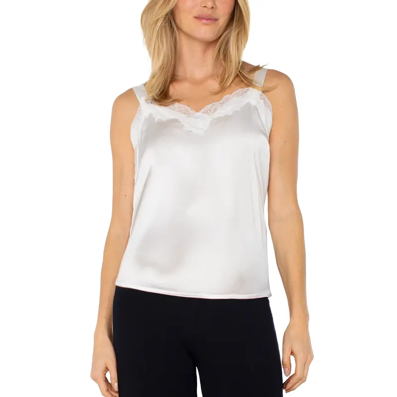 LIVERPOOL LIVERPOOL 25H TANK CAMI W/LACE TRIM WHIPPED CREAM