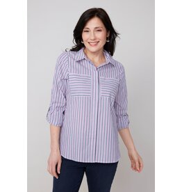RENUAR RENUAR 25H CHEMISE M LONGUES RAYURES PLUM COMBO